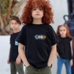 تیشرت آستین افتاده پسرانه مشکی