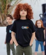 تیشرت آستین افتاده پسرانه مشکی