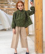 شومیز جلوبسته گل دار سبز - Image 3