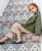 شومیز جلوبسته گل دار سبز - Image 2