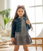 پیراهن دامن دو طبقه بنفش نارنجی - Image 2