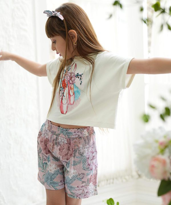 کراپ باله و شلوارک گلدار - پوشاک ملورینا