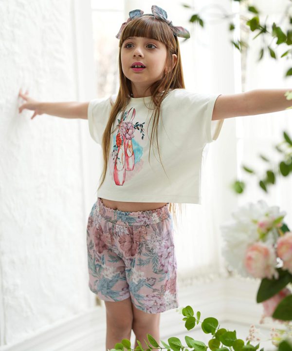 کراپ باله و شلوارک گلدار - پوشاک ملورینا