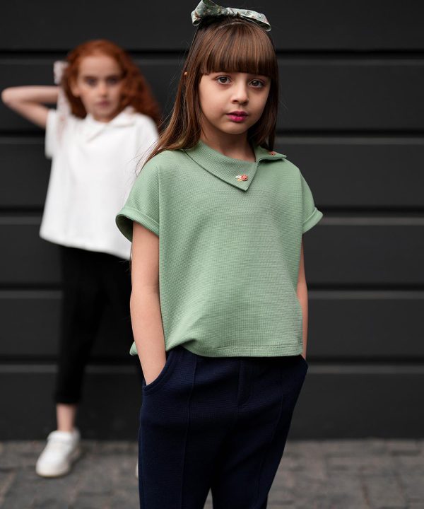 بلوز بافت یقه گلدوزی - پوشاک ملورینا