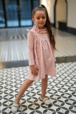 پیراهن مخمل کبریتی گلدار صورتی - Image 2