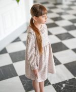 پیراهن مخمل کبریتی گلدار کرم - Image 4