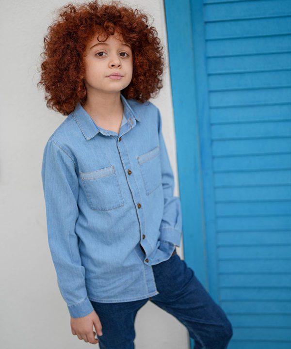 شومیز جین نازک آستین بلند پوشاک رایکا