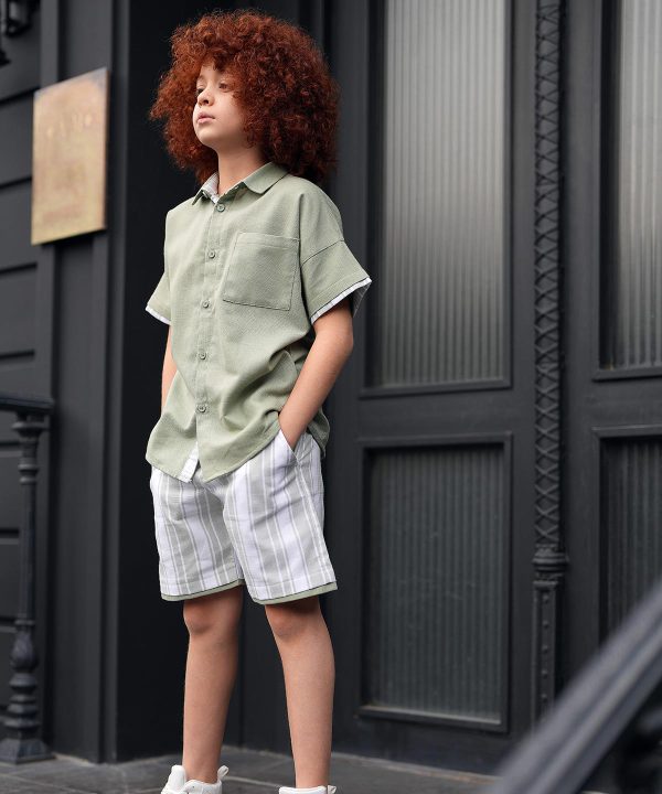 ست شومیز شلوارک سبز پوشاک ملورینا