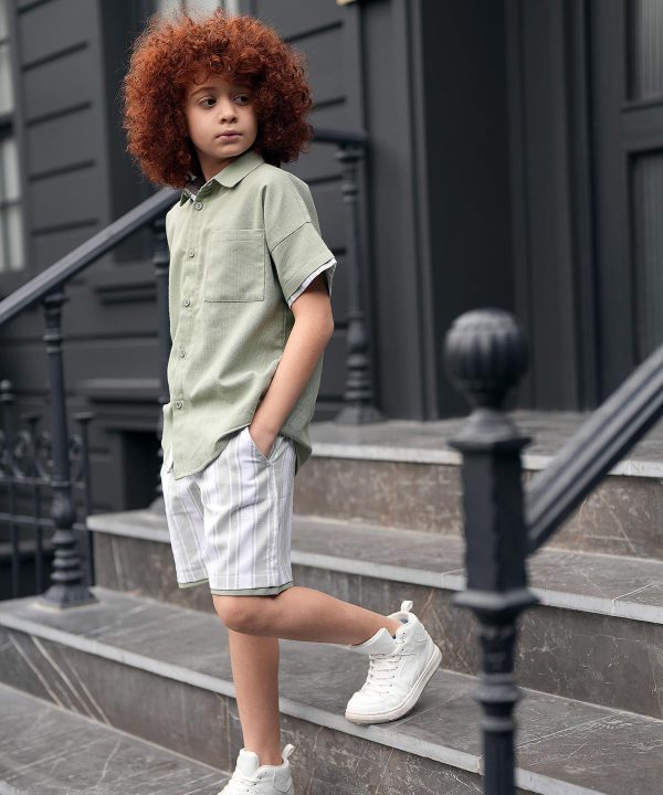 ست شومیز شلوارک سبز پوشاک ملورینا