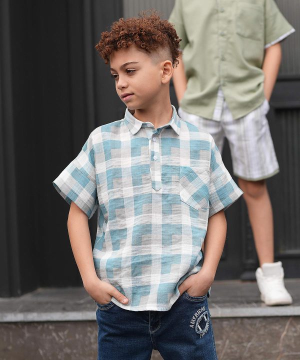 بلوز موسلین چهارخانه پوشاک ملورینا