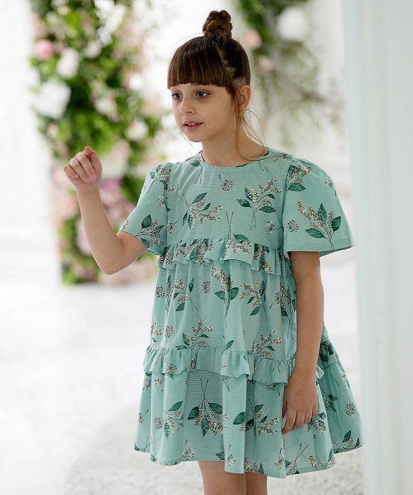 پیراهن آستین پفی دامن دوطبقه - پوشاک ملورینا