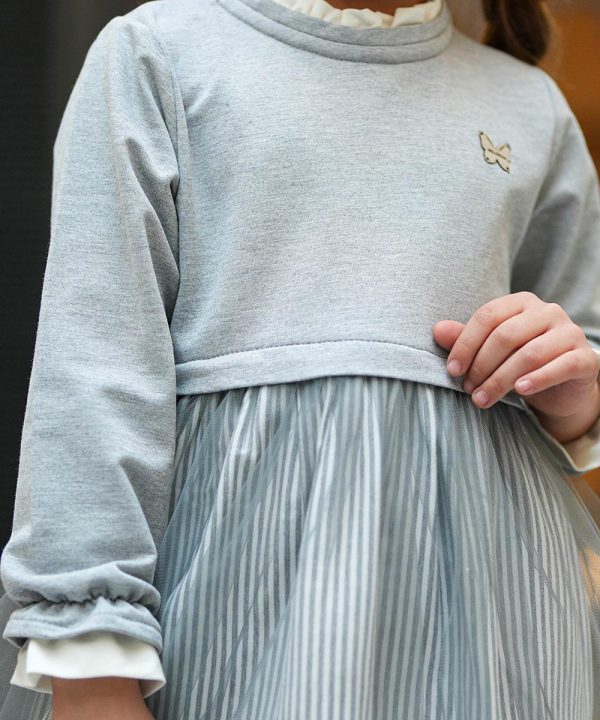 پیراهن دامن راه راه و تور پوشاک ملورینا