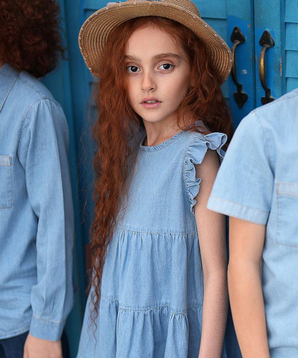 پیراهن جین دامن سه طبقه، لباس کودک ملورینا