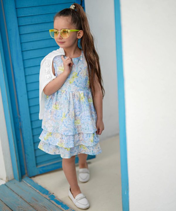 پیراهن آبرنگی دامن سه طبقه، لباس کودک ملورینا