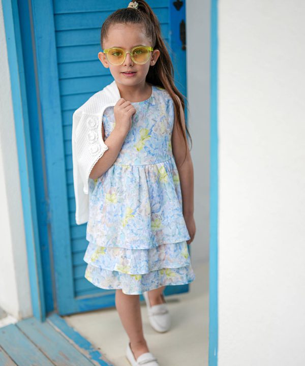 پیراهن آبرنگی دامن سه طبقه، لباس کودک ملورینا