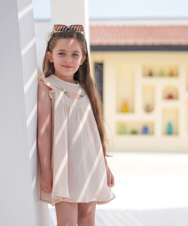 پیراهن گلدوزی رز صورتی - پوشاک ملورینا