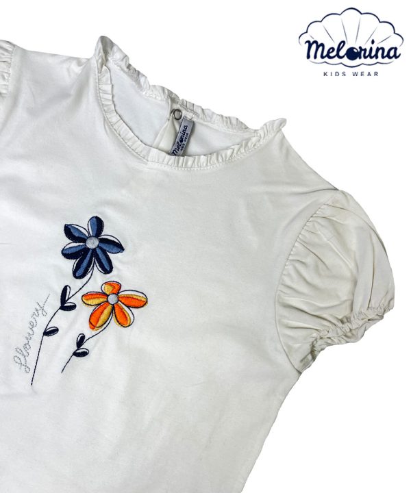 تیشرت آستین پفی گلدوزی - پوشاک ملورینا