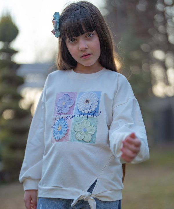 بلوز پاپیونی گل برجسته - پوشاک ملورینا