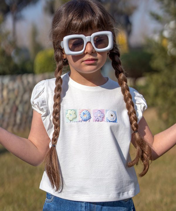 تیشرت آستین چیندار گل برجسته - پوشاک ملورینا