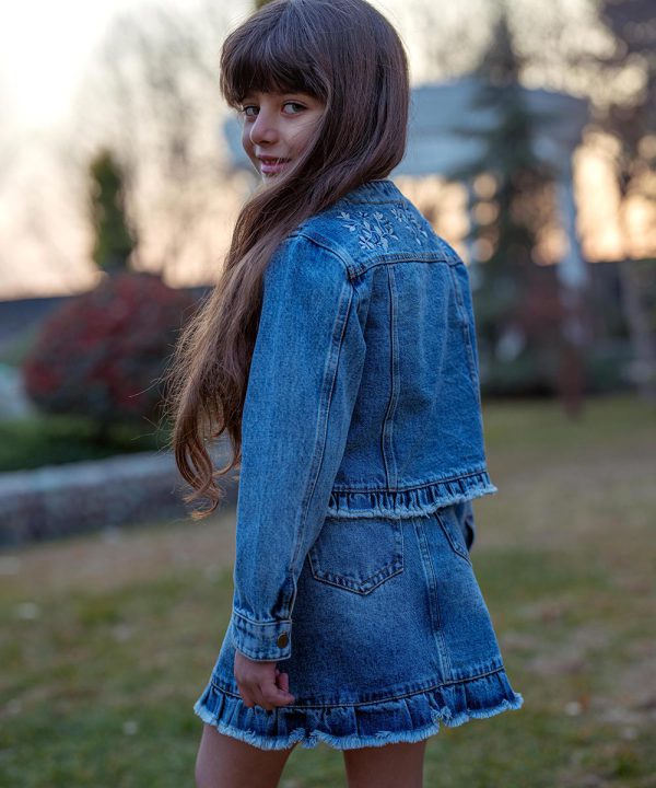 دامن جین دخترانه چیندار - پوشاک ملورینا