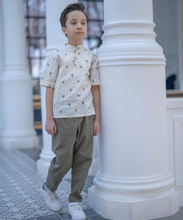 بلوز لینن طرح نخل - پوشاک ملورینا