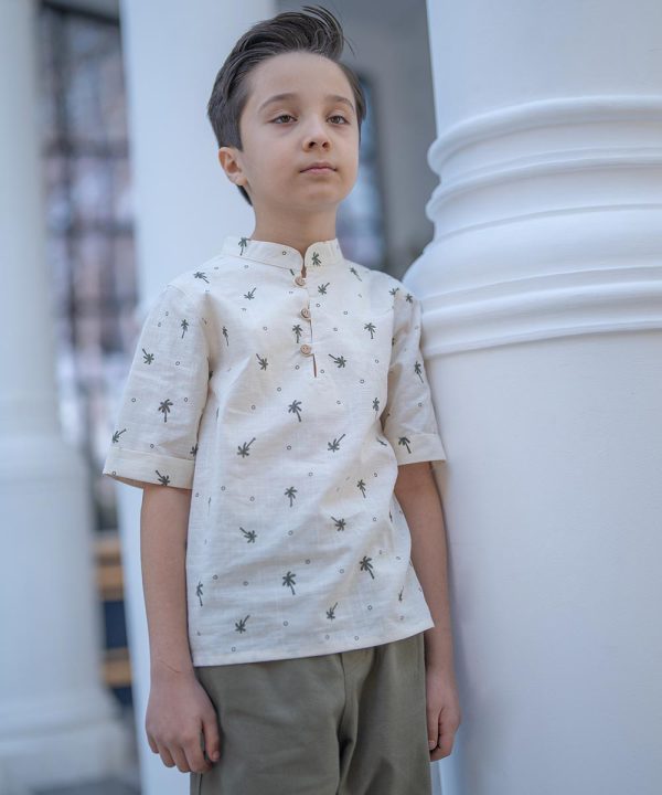 بلوز لینن طرح نخل - پوشاک ملورینا