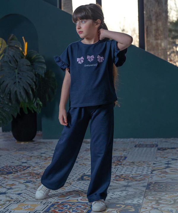 تیشرت و شلوار گلدوزی پاپیون - پوشاک ملورینا