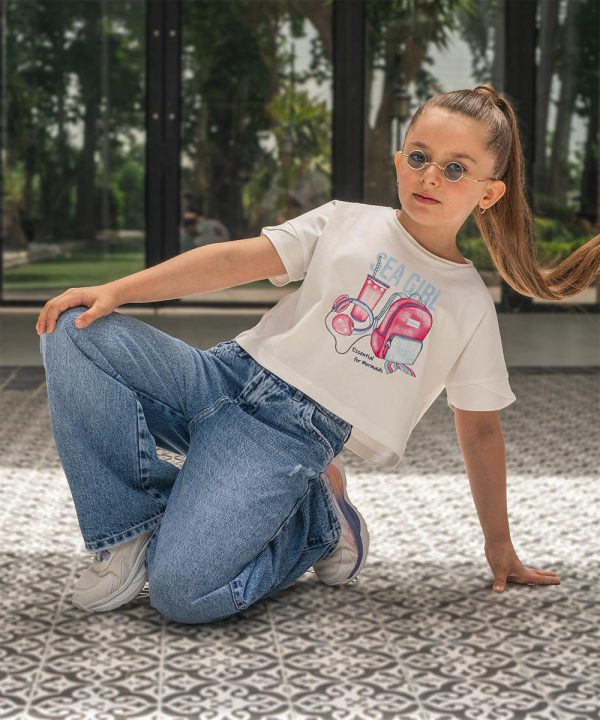 تیشرت دخترانه چاپ sea‌ girl - پوشاک ملورینا
