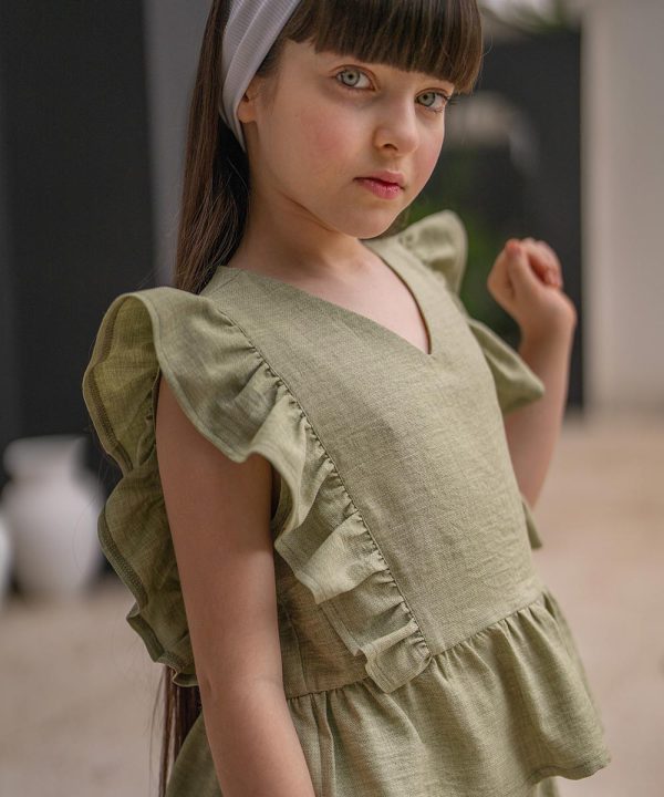 ست دخترانه تاپ و شلوار شانتون - پوشاک ملورینا