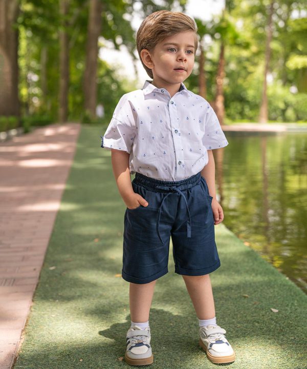 شلوارک کتان سورمه ای - پوشاک ملورینا