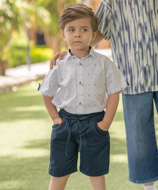 شلوارک کتان سورمه ای - پوشاک ملورینا