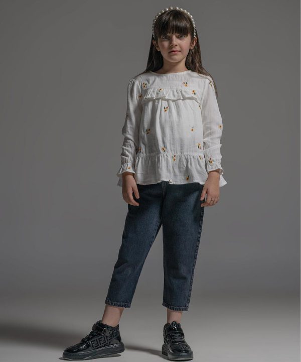 شومیز موسلین گلدوزی گل - پوشاک ملورینا