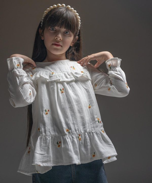 شومیز موسلین گلدوزی گل - پوشاک ملورینا