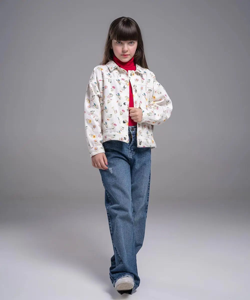 Floral-linen-coat کت دخترانه کتان گل گلی - پوشاک ملورینا