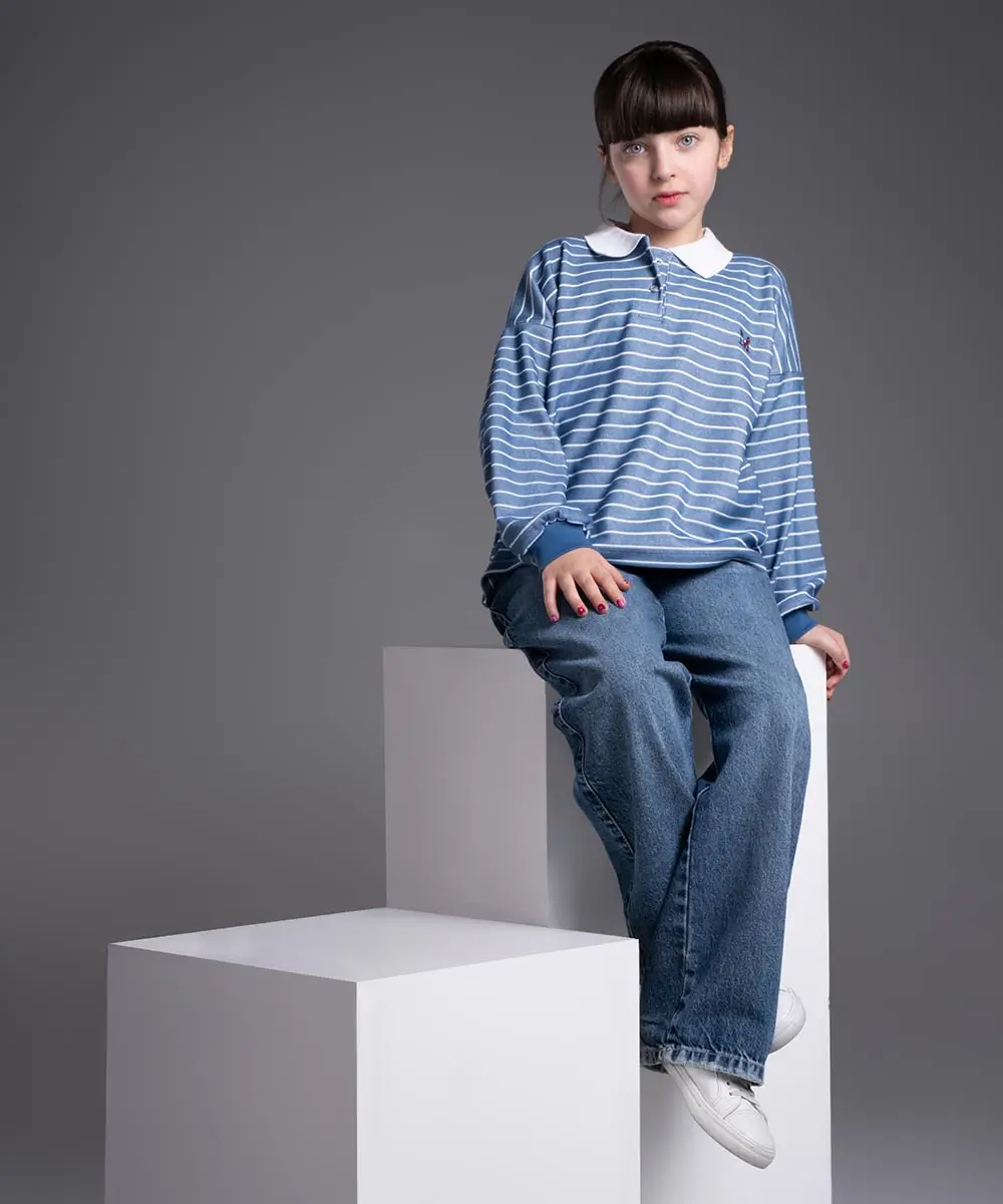 Girls'-striped-blouse بلوز دخترانه راه راه - پوشاک ملورینا