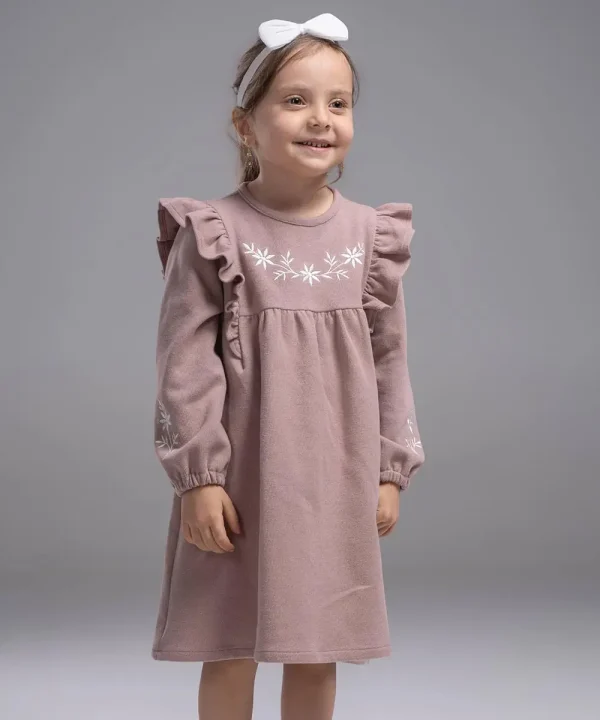 پیراهن دخترانه سلانیک گلدوزی - پوشاک ملورینا