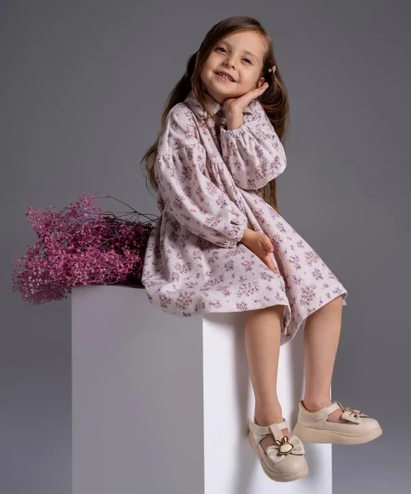 پیراهن مخمل کبریتی گلدار - پوشاک ملورینا