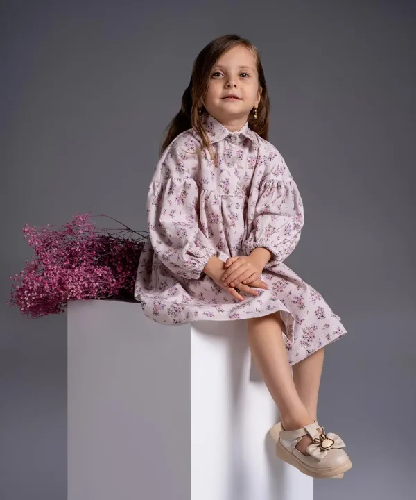 پیراهن مخمل کبریتی گلدار - پوشاک ملورینا