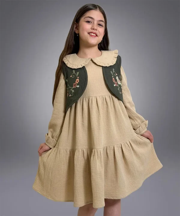 ست پیراهن موسلین و ژیله گلدوزی - پوشاک ملورینا