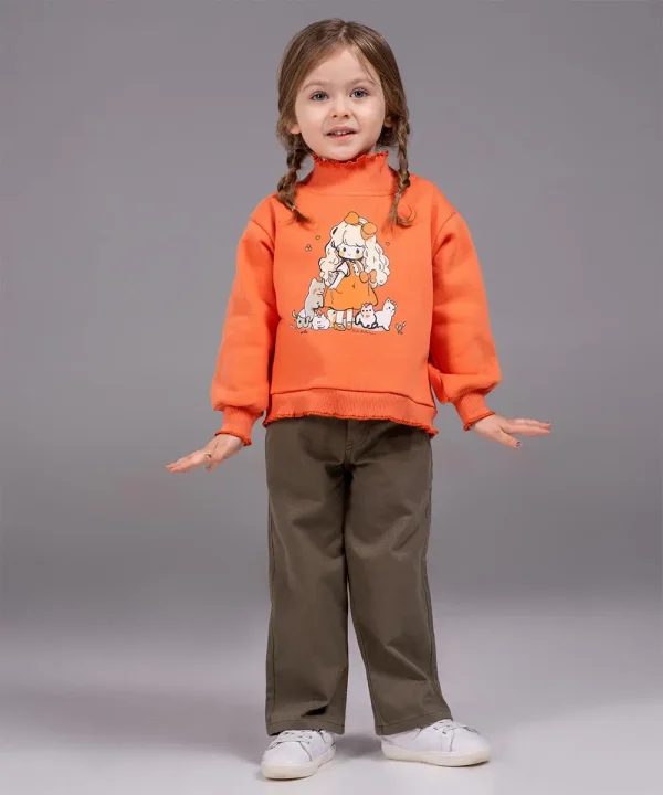 بلوز کشباف چیندار دختر و گربه - پوشاک ملورینا