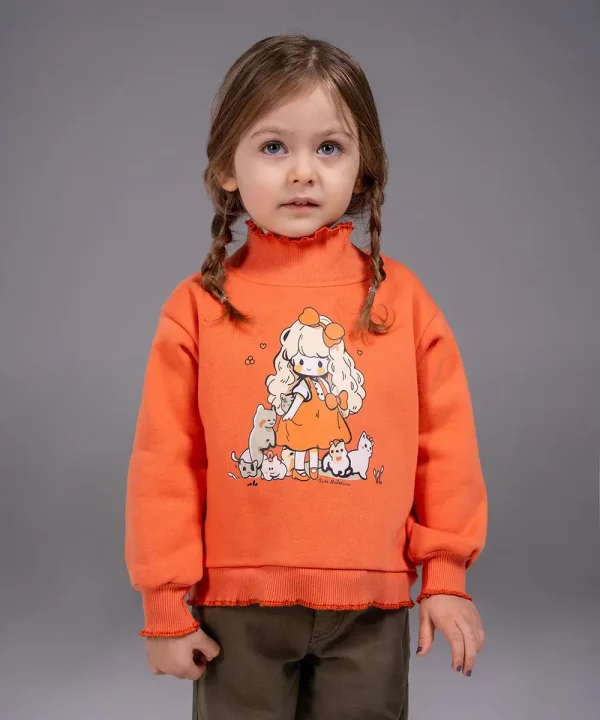 بلوز کشباف چیندار دختر و گربه - پوشاک ملورینا