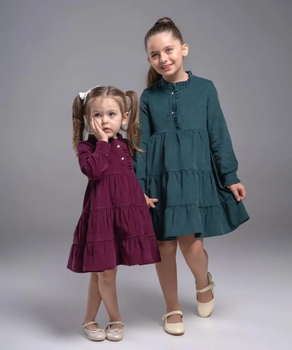 پیراهن مخمل دامن سه طبقه - پوشاک ملورینا