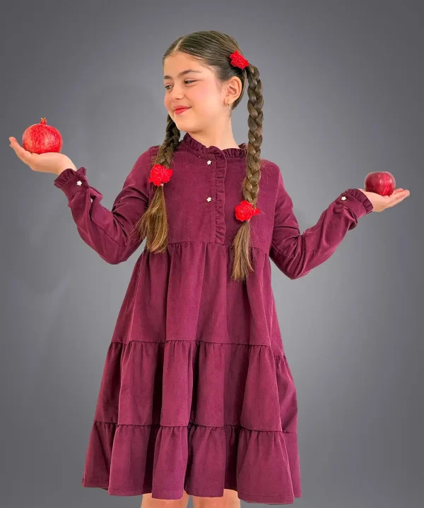 پیراهن مخمل دامن سه طبقه - پوشاک ملورینا